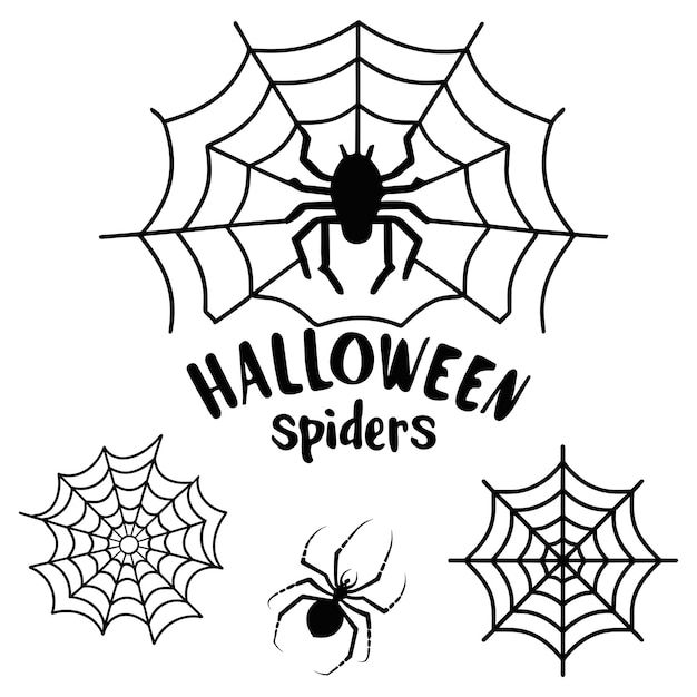 Telaraña de Halloween y arañas Fondo vectorial