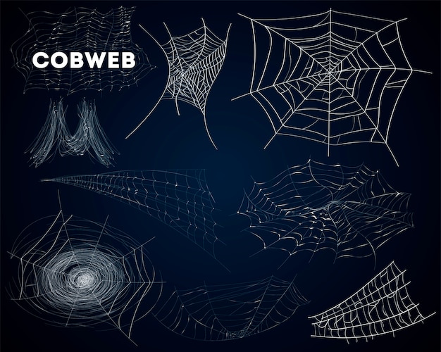 Telarañas de araña varias formas conjunto aislado