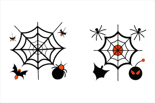 Las telas de araña Los elementos de Halloween Ilustración vectorial