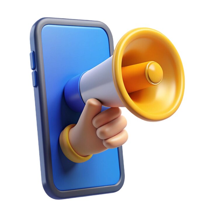 teléfono y altavoz concepto de negocio 3D icono vectorial ilustración estilo minimalista