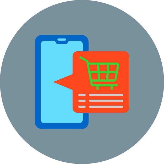 un teléfono azul con un carrito de compras al lado de un carrillo de compras