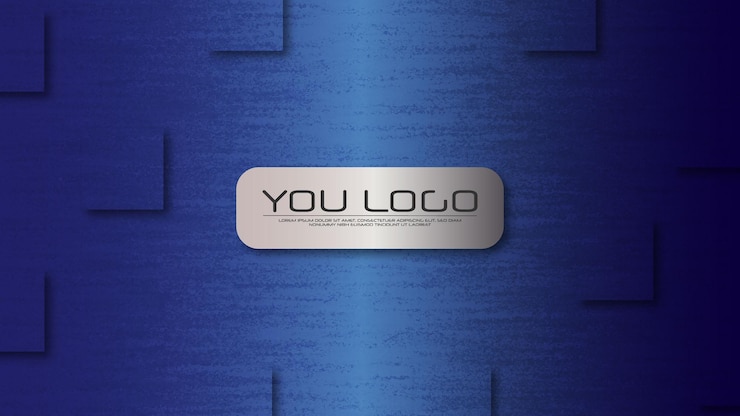 Un teléfono azul con el texto de su logotipo
