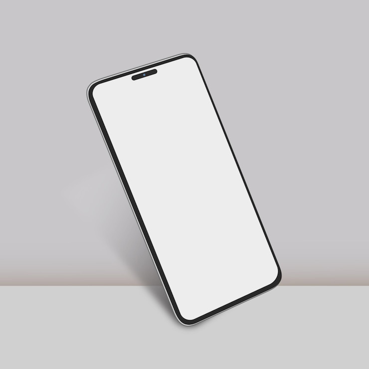 Vector un teléfono blanco con una pantalla negra que dice la palabra en la pantalla