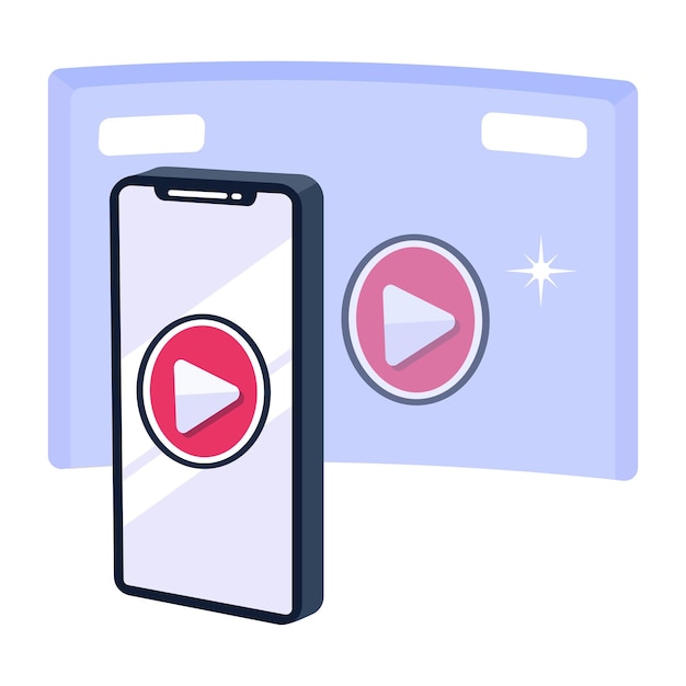 Vector un teléfono con un botón de reproducción en la pantalla.