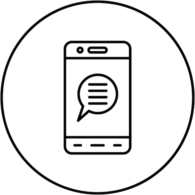 un teléfono con una burbuja de habla en el medio