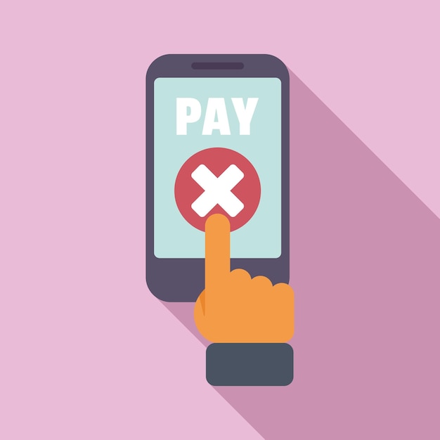 Teléfono cancelar icono de pago vector plano Error de tarjeta Terminal de servicio