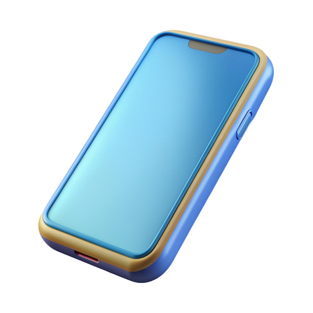 Vector un teléfono celular azul con un borde dorado se muestra en un fondo blanco