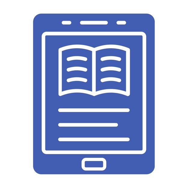 un teléfono celular azul con un fondo azul y un libro en la pantalla