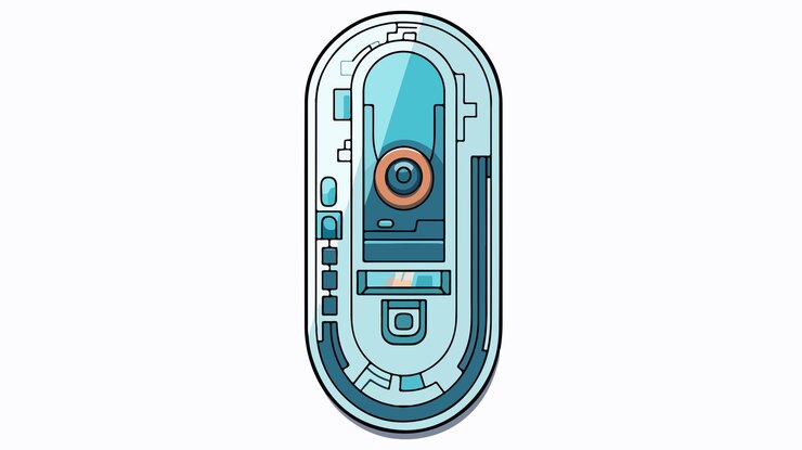 Vector un teléfono celular azul y plateado con una tapa azul