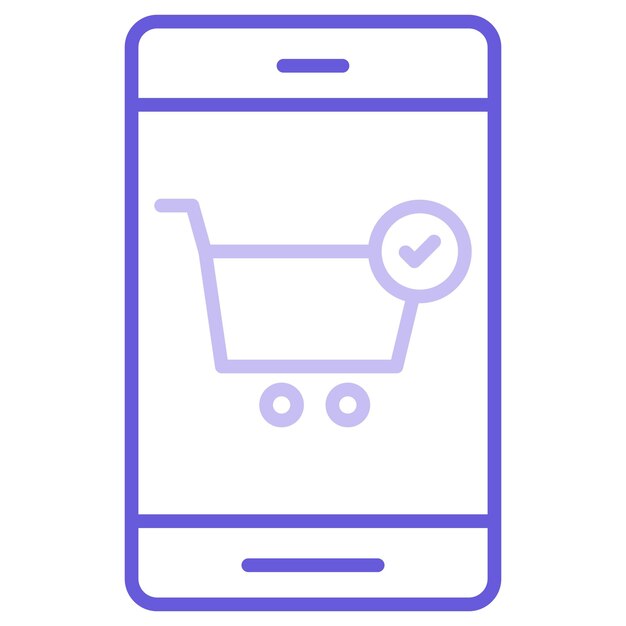 un teléfono celular púrpura con un carrito de compras en él