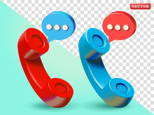Teléfono con chat de burbuja vectorial 3D adecuado para tecnología de comunicación y elementos de diseño