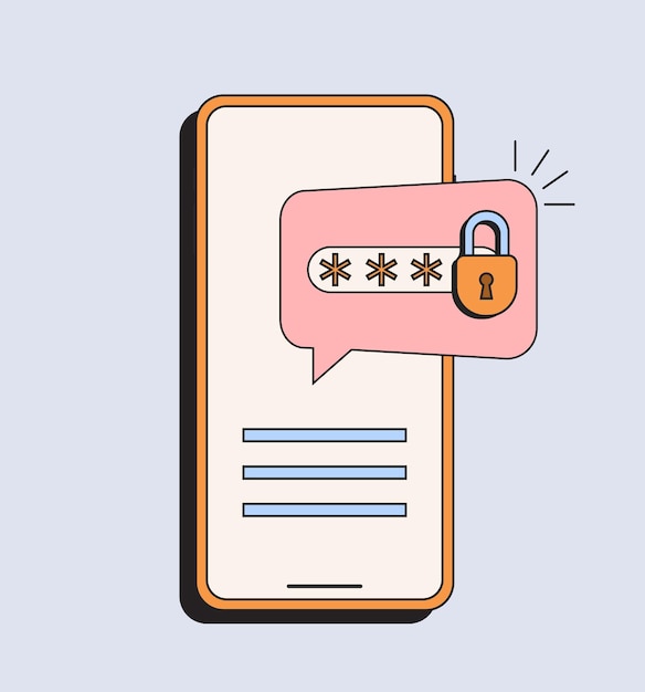 Teléfono con contraseña Mensaje de código de verificación en el teléfono inteligente Interfaz de código de acceso para pantalla de bloqueo o ingresar páginas de contraseña Concepto de ilustración vectorial