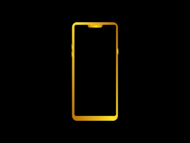 Un teléfono dorado con un fondo negro y un marco dorado.