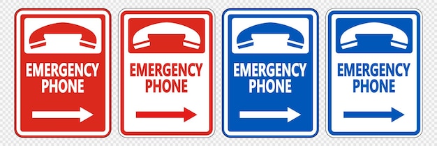Teléfono de emergencia Flecha derecha Signo en fondo transparente