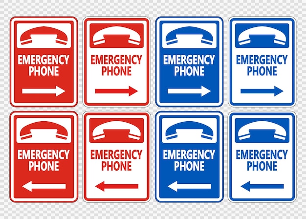 Teléfono de emergencia Flecha derecha Signo en fondo transparente