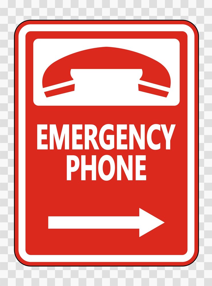 Vector teléfono de emergencia flecha derecha signo en ilustración vectorial de fondo transparente