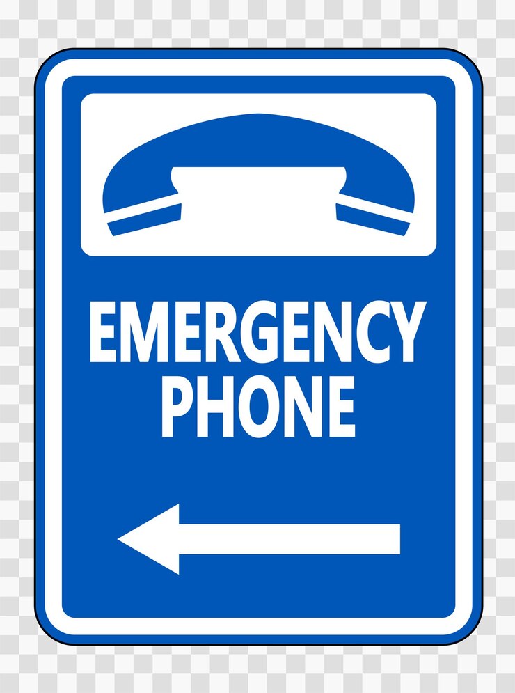 Vector teléfono de emergencia flecha izquierda signo en ilustración vectorial de fondo transparente