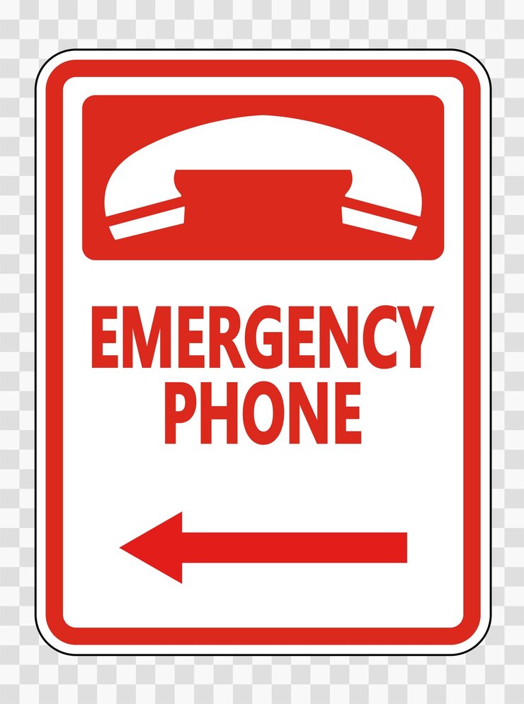 Vector teléfono de emergencia flecha izquierda signo en ilustración vectorial de fondo transparente