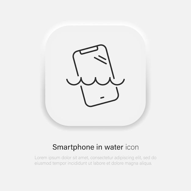 El teléfono es resistente al agua Protección del dispositivo contra el icono del símbolo líquido Vector EPS 10