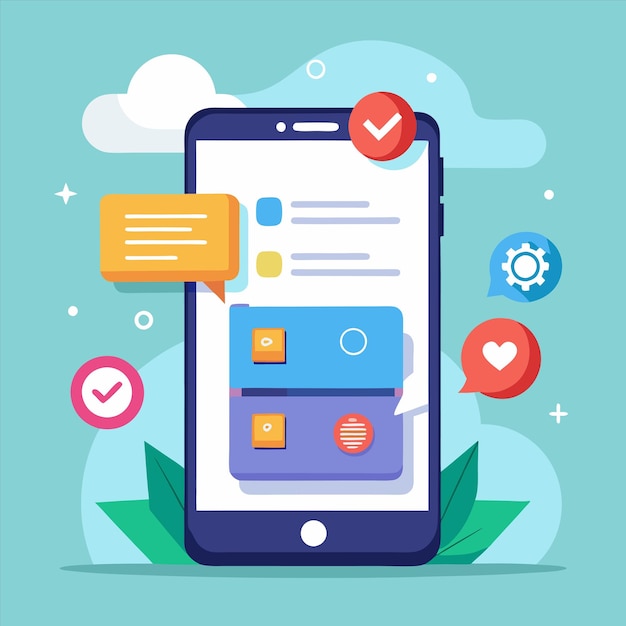 un teléfono con un fondo azul con iconos e íconos en él