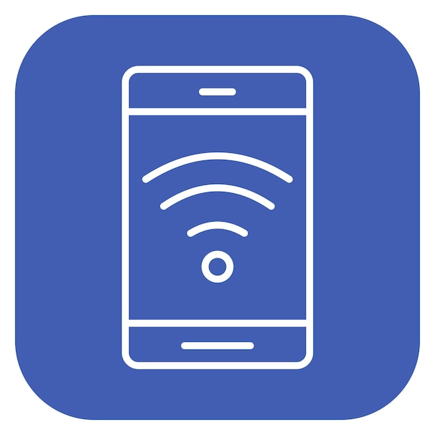 un teléfono con un fondo azul que tiene un botón wifi en él