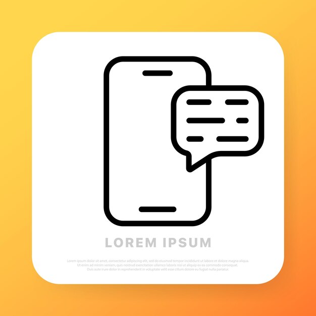 Teléfono con un icono de línea de mensaje smartphone comunicar datos de información tecnología de dispositivo de usuario concepto de comunicación icono de línea vectorial para negocios y publicidad