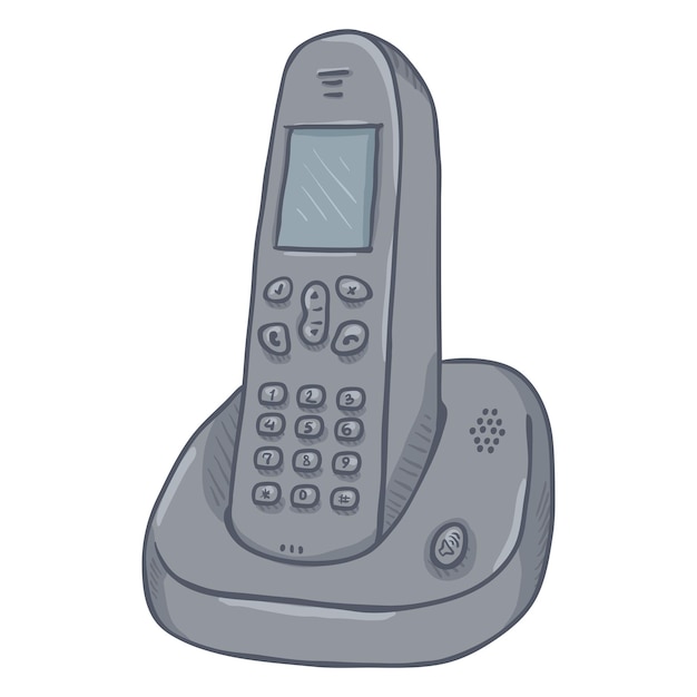 Teléfono Inalámbrico Gris Dibujos Animados Vector Teléfono Inalámbrico Casa