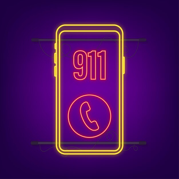Teléfono inteligente 911 en estilo plano Vector de icono de llamada Mano que sostiene el teléfono inteligente Primeros auxilios