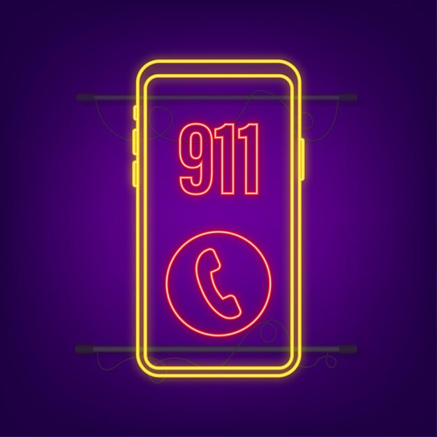 Teléfono inteligente 911 en estilo plano vector de icono de llamada mano que sostiene el teléfono inteligente primeros auxilios