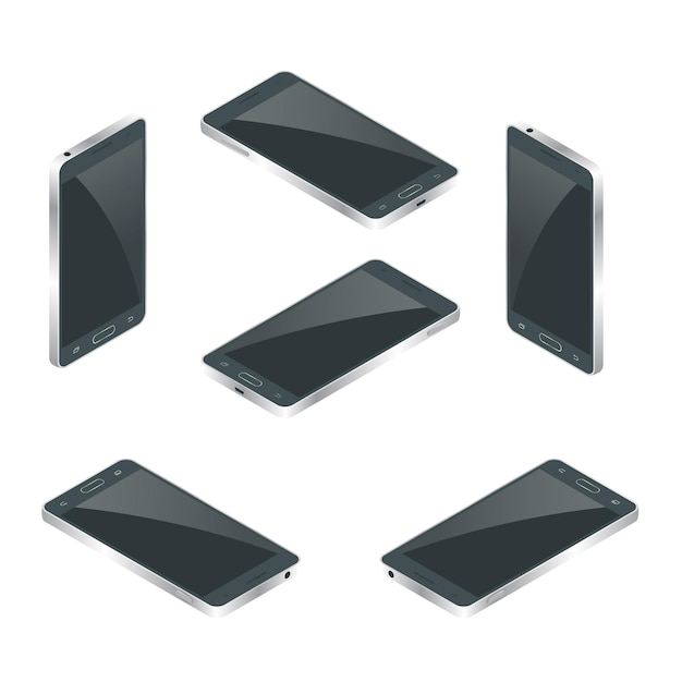 Teléfono inteligente aislado. Teléfono móvil plano 3d vector ilustración isométrica