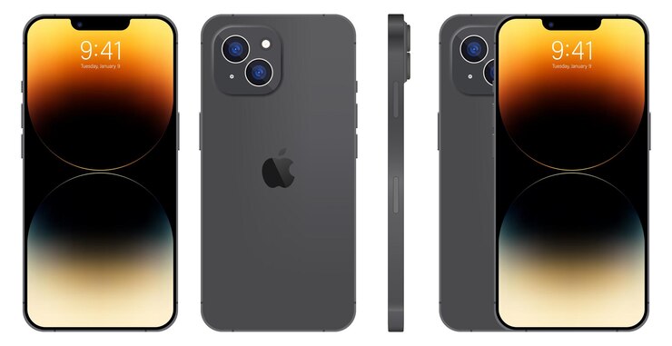 Vector teléfono inteligente apple iphone 14 disponible en color negro nuevo iphone 14 pro max mockup screen iphone y back side iphone by apple inc editorial