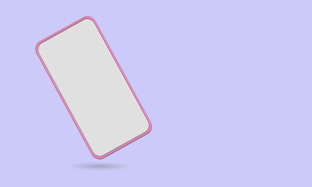 Vector teléfono inteligente en blanco simulado color rosa, pantalla blanca y fondo azul, mejor para imágenes de propiedades