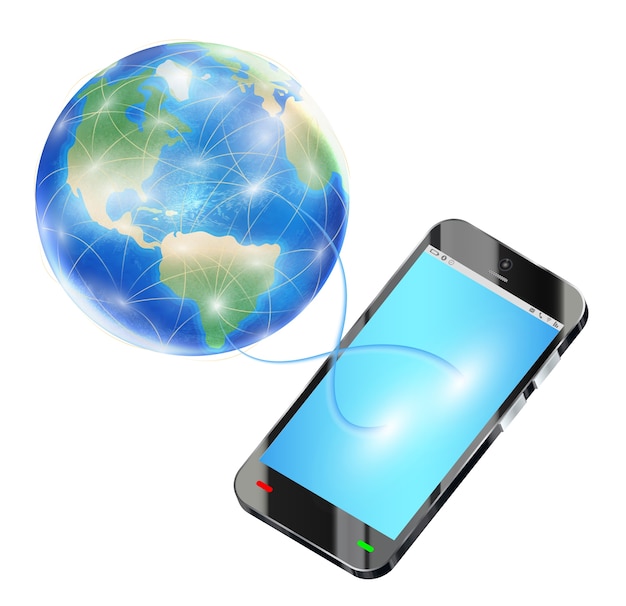 teléfono inteligente enviar datos a internet en todo el mundo