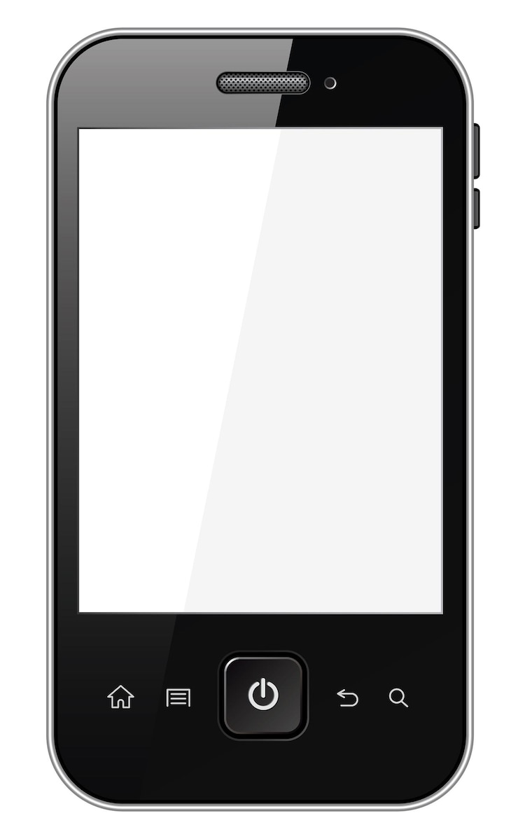 Vector teléfono inteligente con pantalla en blanco. aislado sobre fondo blanco. ilustración vectorial