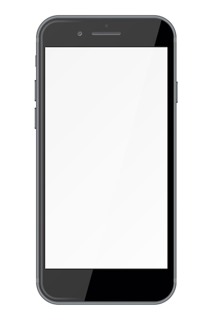 Teléfono inteligente con pantalla en blanco aislado sobre fondo blanco.