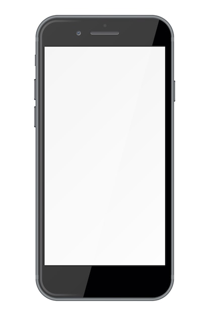 Vector teléfono inteligente con pantalla en blanco aislado sobre fondo blanco.