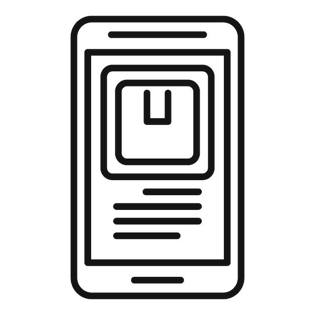Un teléfono inteligente que muestra el contorno del icono de la información de seguimiento del paquete
