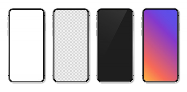 Teléfono inteligente realista con pantalla en blanco vacía. ilustración
