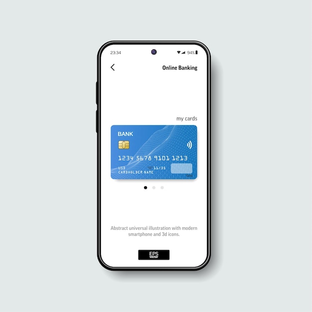 Teléfono inteligente realista y tarjeta de crédito de plástico Vector para el diseño de aplicaciones bancarias de pago en línea de tecnología nfc