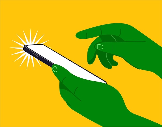 Vector teléfono de mano verde