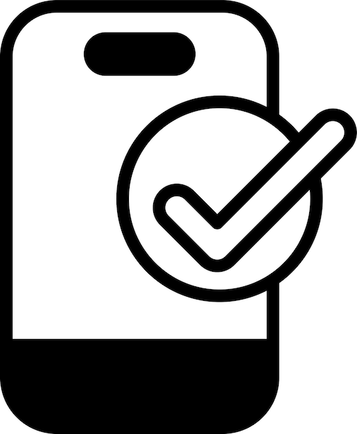 Un teléfono con una marca de comprobación en él
