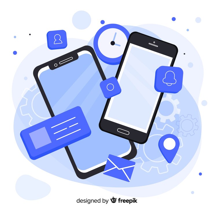 Vector teléfono móvil isométrico con aplicaciones y servicios.