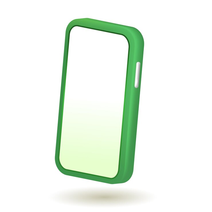 Vector teléfono móvil con pantalla blanca en blanco. teléfono inteligente vectorial 3d. fondo blanco aislado