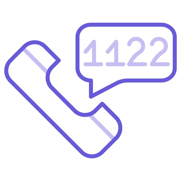 Vector un teléfono con el número 112 en él está en púrpura y azul