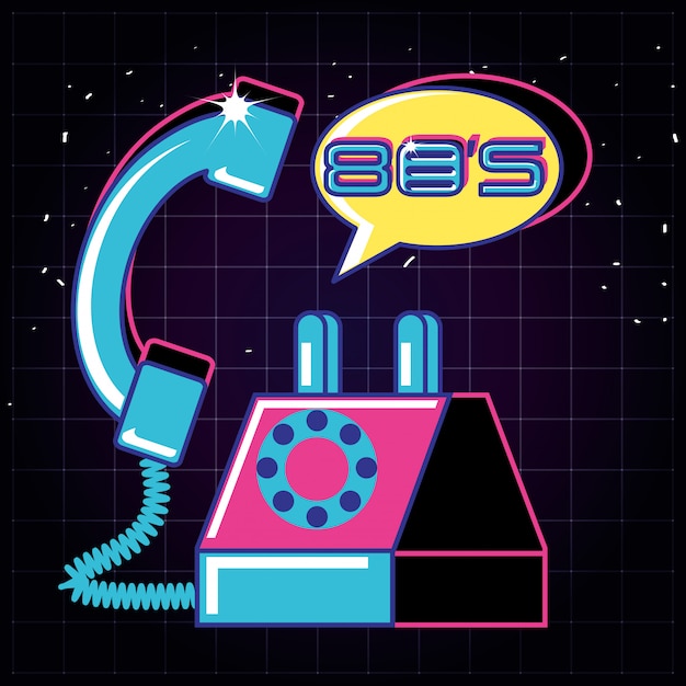 Teléfono de ochenta icono aislado retro