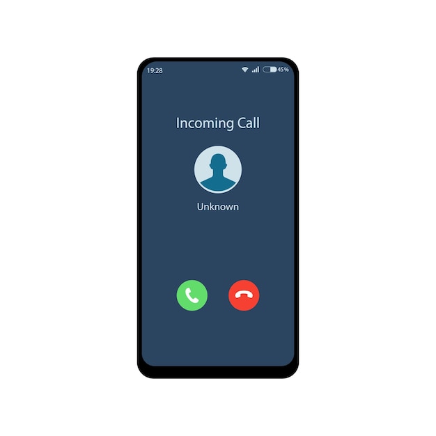 Un teléfono con la palabra entrante en la pantalla