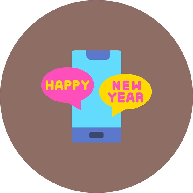 Vector un teléfono con las palabras feliz año nuevo en él