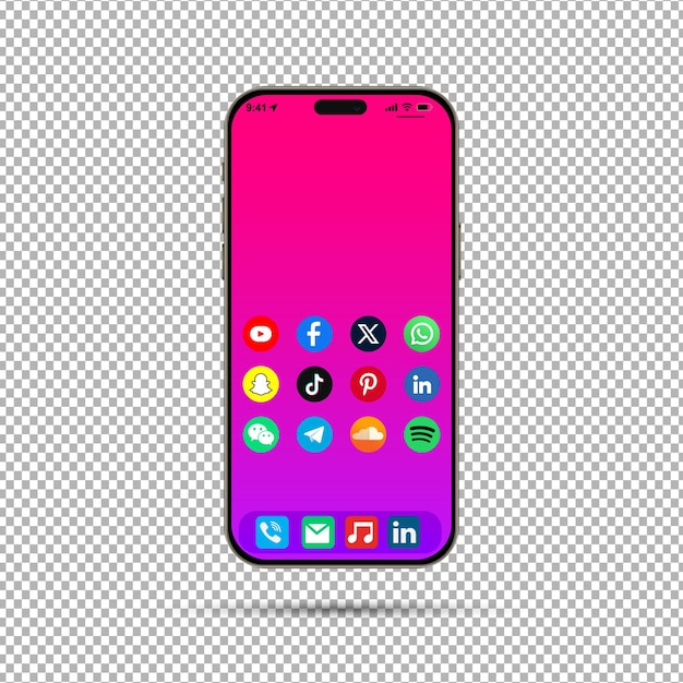 un teléfono de pantalla rosa con una aplicación de redes sociales en él