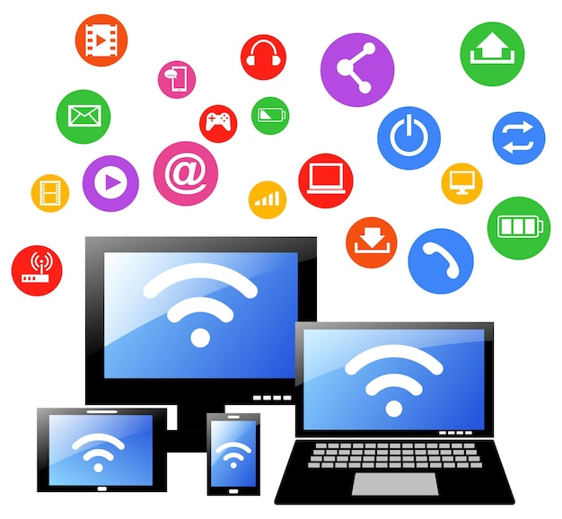 teléfono portátil tableta conexión comunicación en las redes informáticas globales