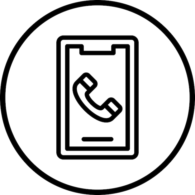 un teléfono que está en un círculo con un teléfono en él